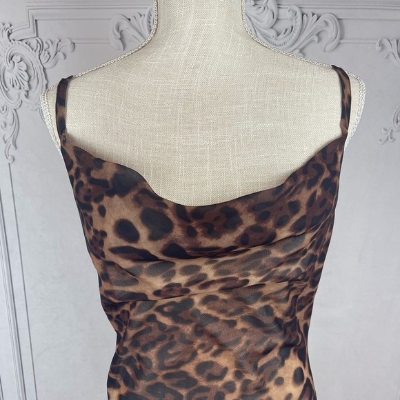Classy  Leopard Sheer Sleeveless Cocktail Party Maxi Dress - Picture 4 of 8